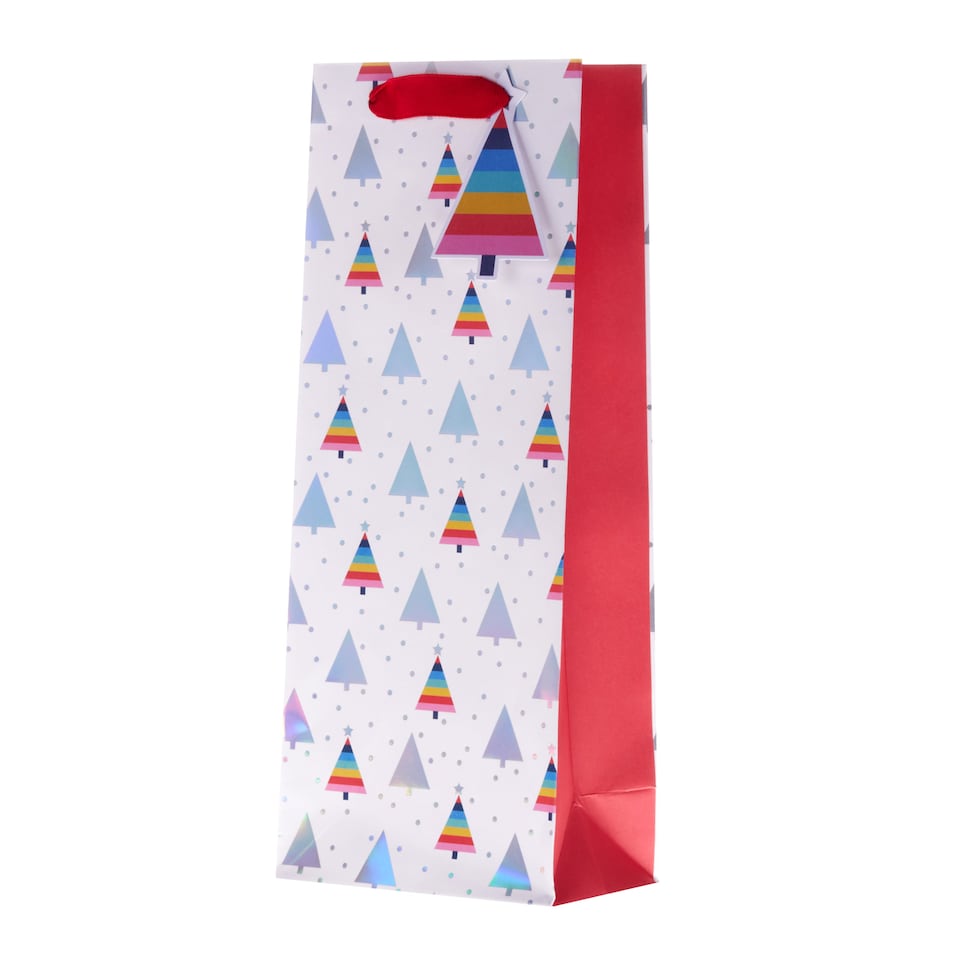 image 1 of Hallmark Pack Of 3 Christmas Bottle Bags - Rainbow Tree Design