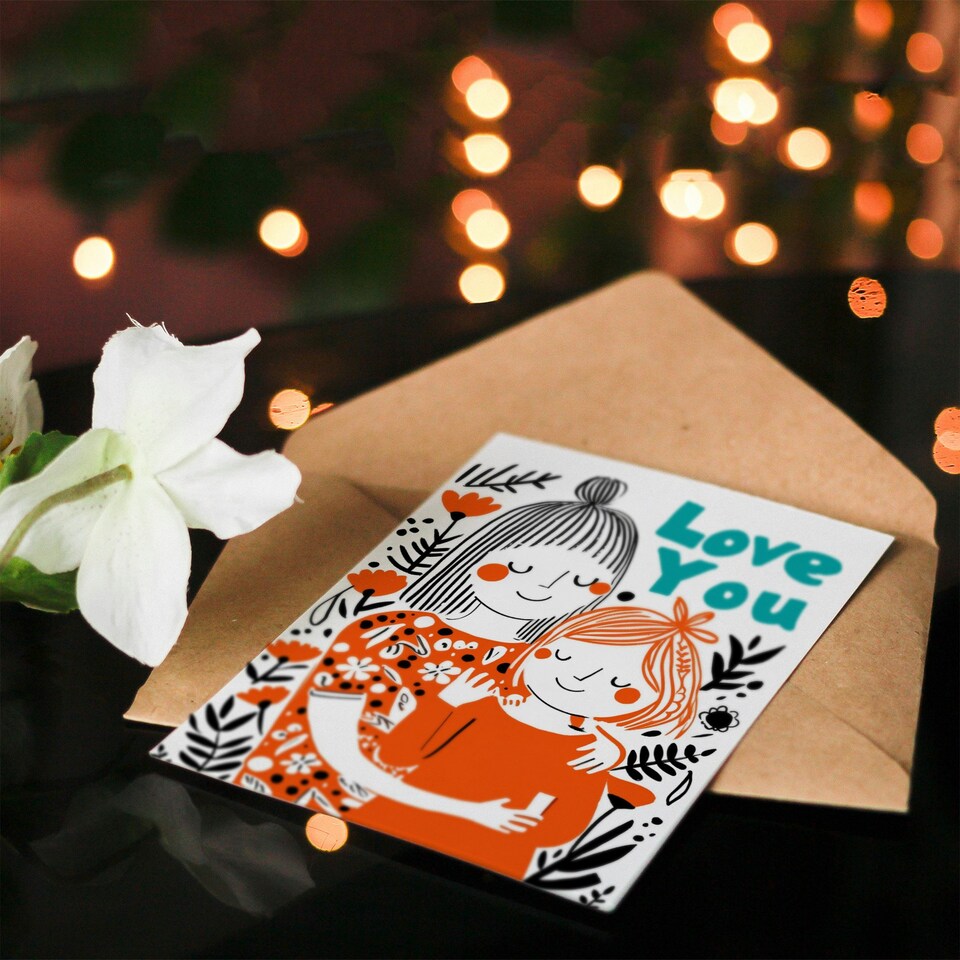 image 1 of Mothers Day Card Red Floral Love You Mum Card