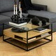 image 4 of Randolf Square Coffee Table with 2 Shelves in Black and Oak