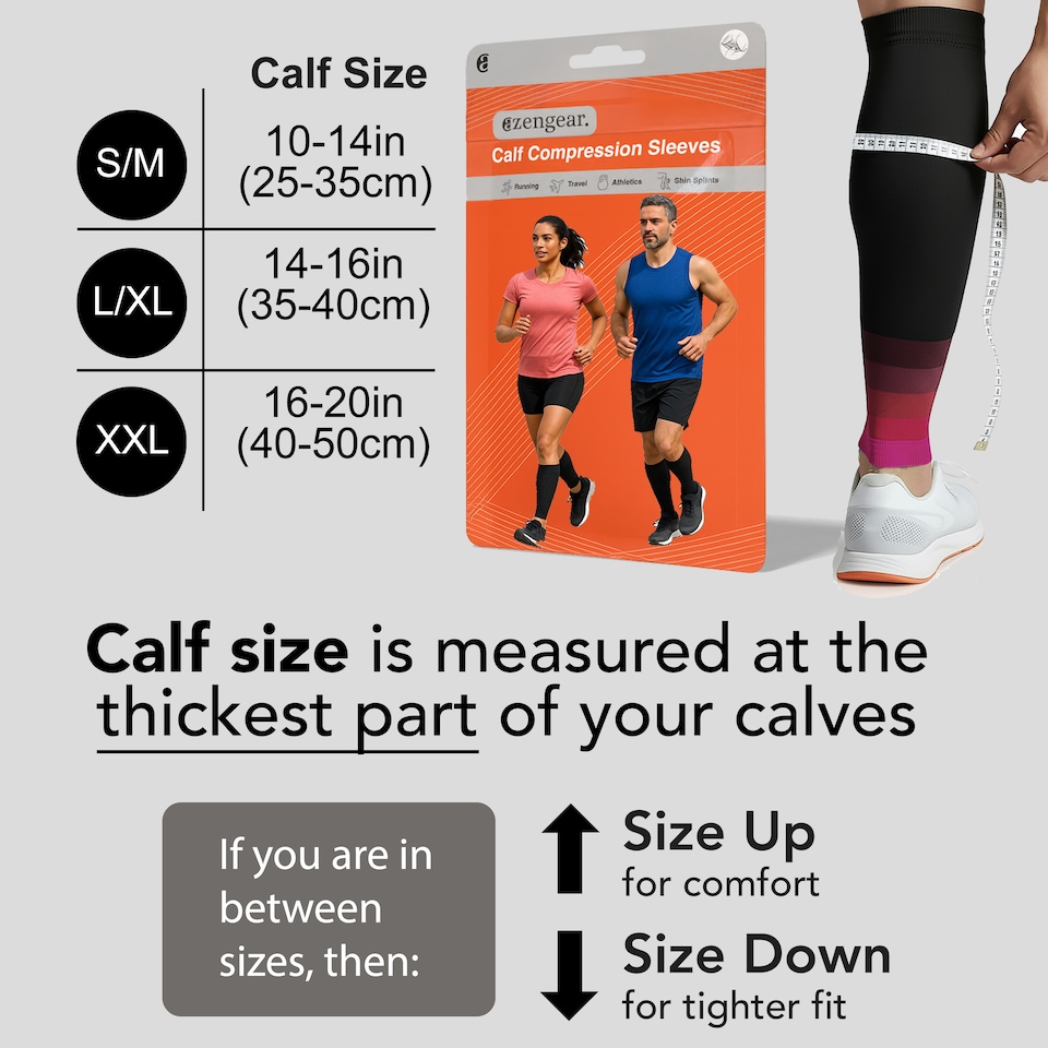 image 1 of aZengear Calf Support Compression Sleeves (Pair) for Women, Men, Running, Shin Splints