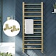 image 1 of Brushed Brass 800 x 500mm Heated Bathroom Towel Rail Warmer Ladder Radiator with Straight Manual Valves Pair