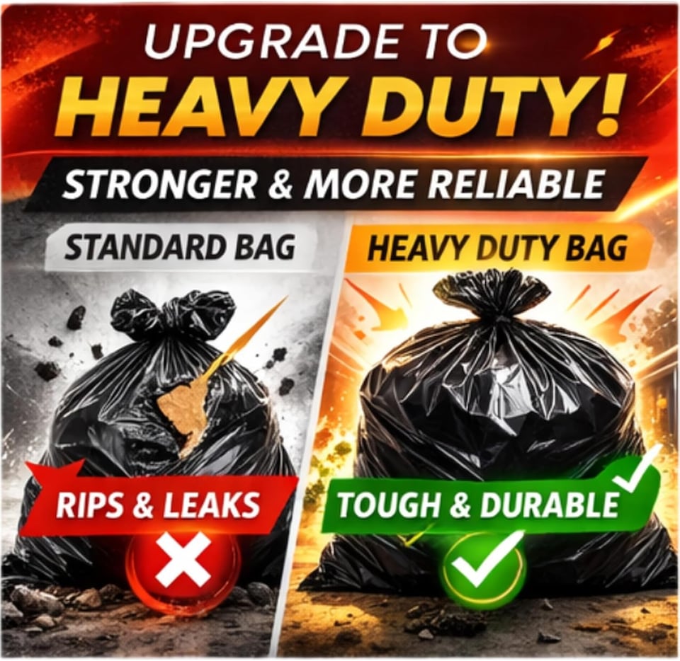image 1 of Hero Ultimate Heavy Duty Bin Bags 158L Extra Large Refuse Sacks Black 5 Pack 90kg Load Capacity Recycled Plastic