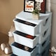 image 8 of HOMCOM Kids Storage Units with Drawers 3 Tier Chest Dresser Tower | Blue | 37 x 37 x 76 cm