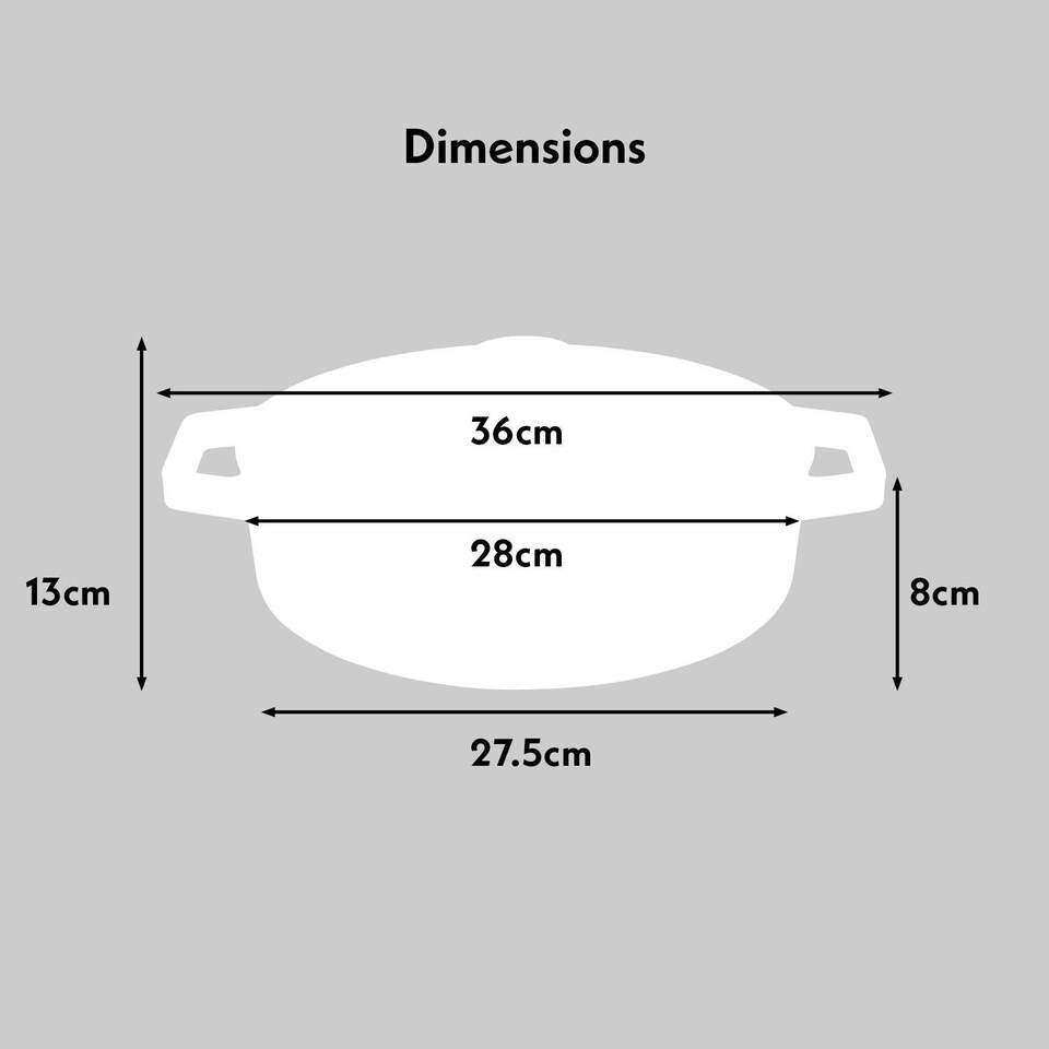 image 1 of Cooks Professional Cast Iron Casserole Dish 28cm - Ovenproof Pan with Lid | Blue | Blue