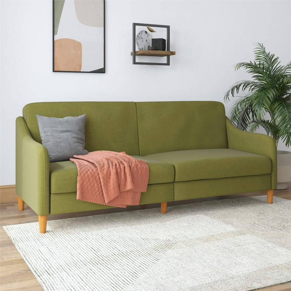 image 1 of Jasper coil 3-seater Sofa Bed in green fabric | Green | GREEN | Not provided