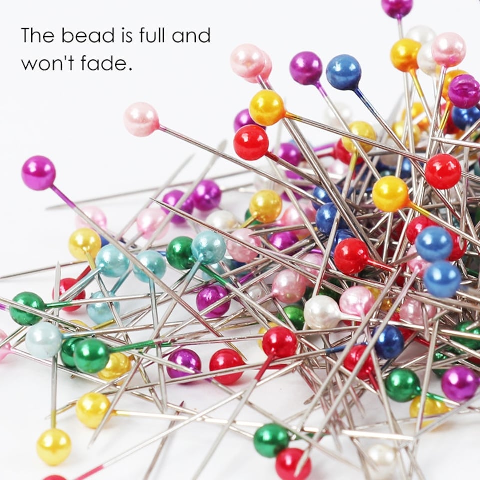 image 1 of Pack of 100 Assorted Colour Pearl Head Pins 4mm