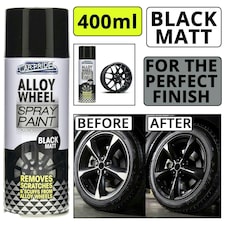 CarPride Alloy Wheel Black Matt Spray Paint for Restoring Wheels Trims 400ml Black