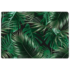 Tropical Leaves on Black (Rug) Green | Small: 60x110cm