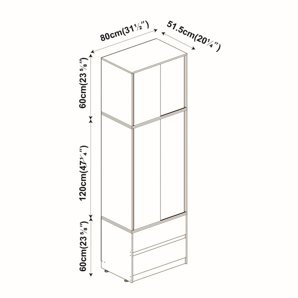 image 1 of 240cm 2 Sliding Doors Wardrobe Bedroom Storage Closet Hanging Rail Cupboard Unit | Multi | Oak Carcass & Black Doors | 1