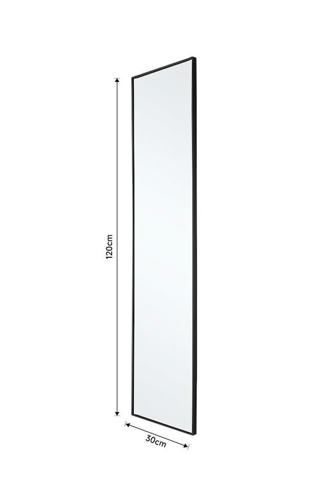 image 1 of Living and Home Modern Slim Frame Full Length Wall Mirror | Black