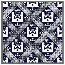 Egyptian hieroglyphs in navy (Picture Frame) Grey | S