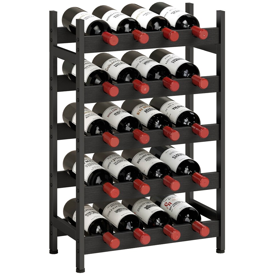 image 1 of HOMCOM Wine Rack Freestanding 5-Tier 20-Bottle Capacity Black