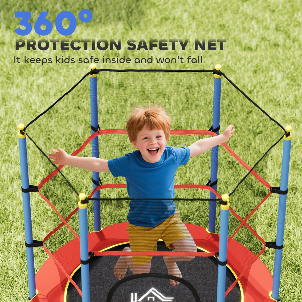 image 1 of HOMCOM Trampoline for Kids w Enclosure Net Built-in Zipper 3-10 Year