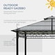 image 5 of Outsunny 3 x 3 (m) Double Roof Hard Top Gazebo w/Nettings & Curtains, Khaki