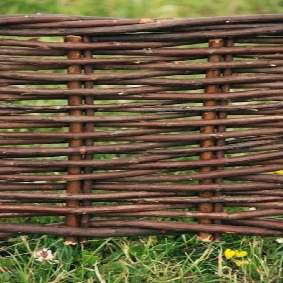 image 1 of 2m Flexible Woven Hazel Hurdle Lawn Edging in Brown Brown