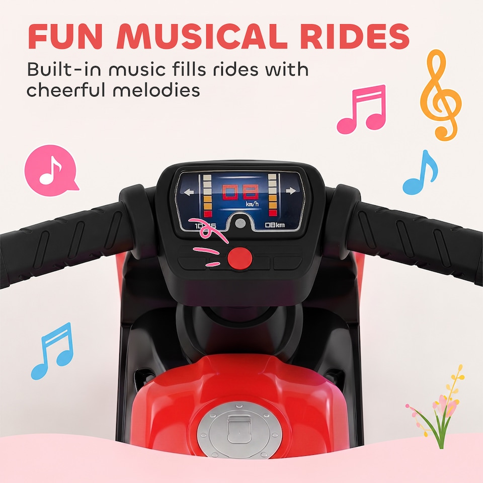 image 1 of AIYAPLAY Balance Bike for 18-36 Months with Music Extra-Wide Wheels Red