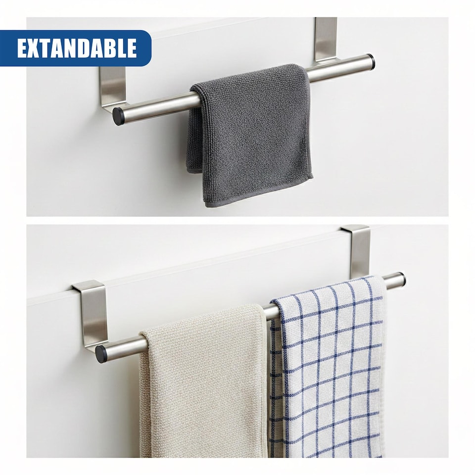 door towel holder extendable towel rail GEEZY Stainless Steel Extendable Over Door Towel Rail 25-40cm Kitchen  Bathroom Tesco Groceries