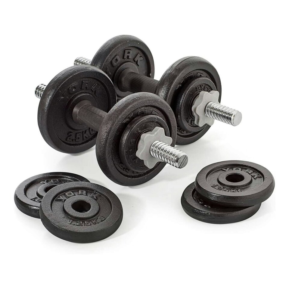 image 1 of York 20kg Cast Iron Dumbbell Weight Set - Black