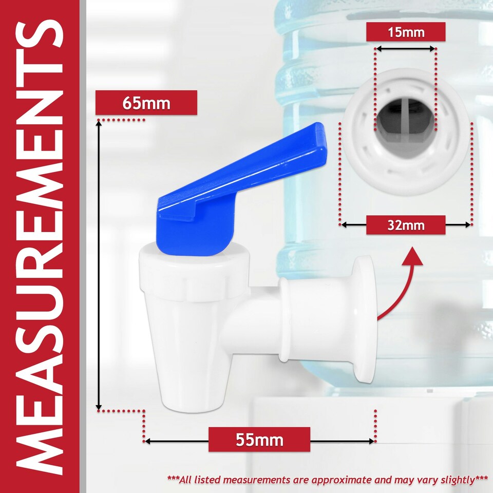 image 1 of SPARES2GO Universal Water Dispenser Tap Spigot Cooler Bottle Lever Faucet Spout (Blue / Cold, 15mm Internal Thread) Blue