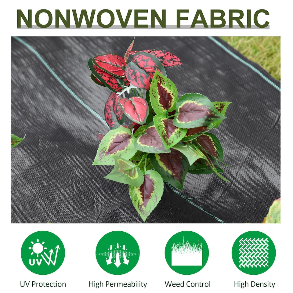 image 1 of Outsunny 2x50m Weed Barrier Fabric Durable Convenient Design Weed Block Mat