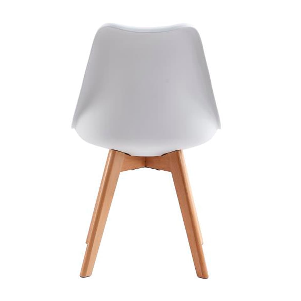 image 1 of MCC Direct Set of 6 Plastic Dining Chairs with Wooden Legs Kitchen Chairs Eva