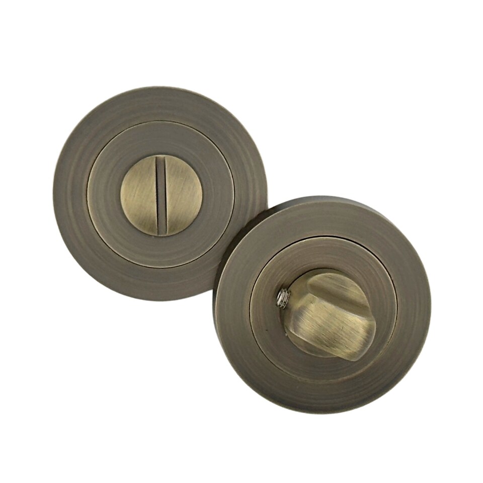 image 1 of AXS Detroit Door Handles on Rose - Door Pack - Bathroom Door - Antique Brass