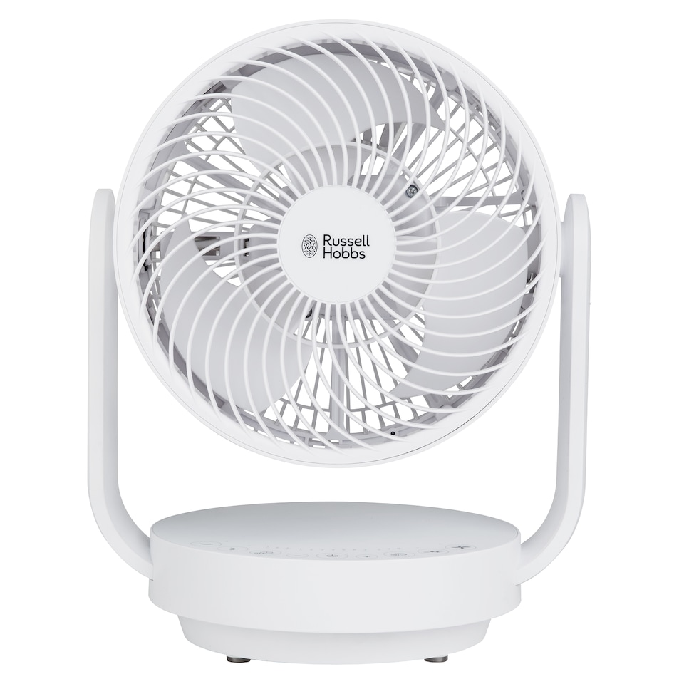 image 1 of Russell Hobbs 9” Desktop Circulator Fan with 7 Speed Settings White RHDCF1001