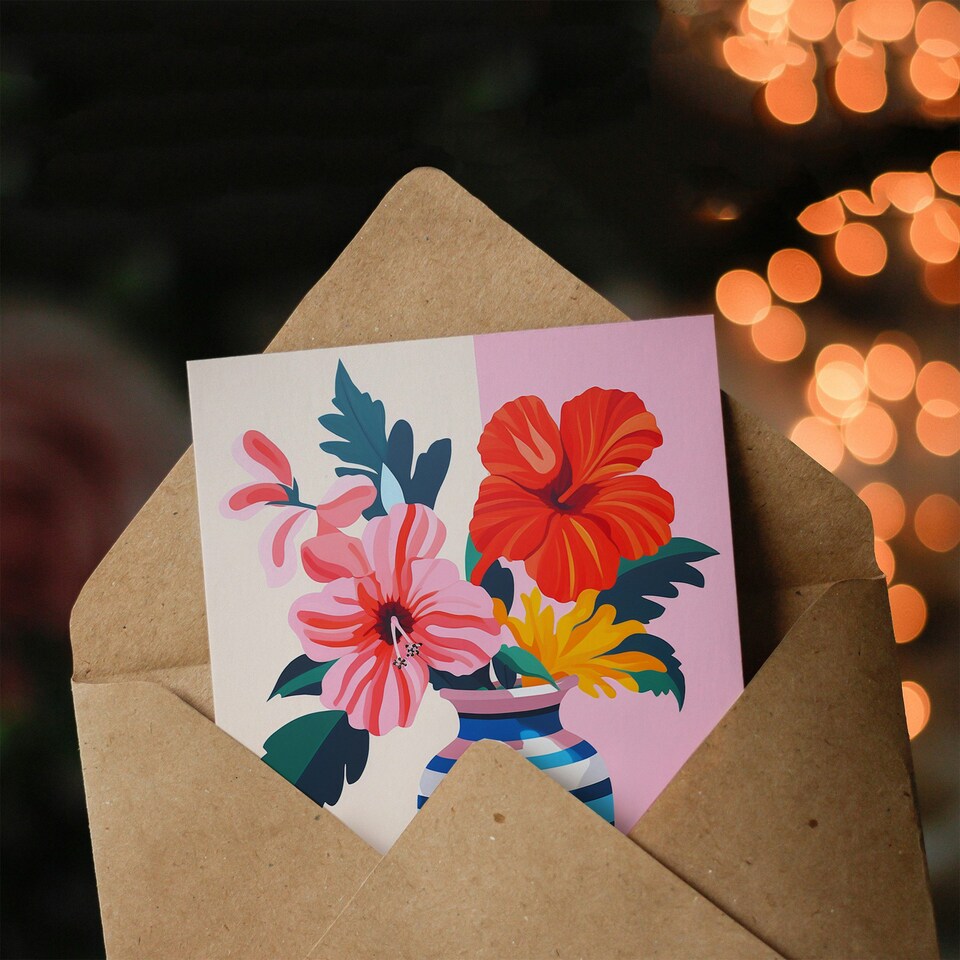 image 1 of Magnolia Lilies Modern Bold Colourful Nanny Birthday Card