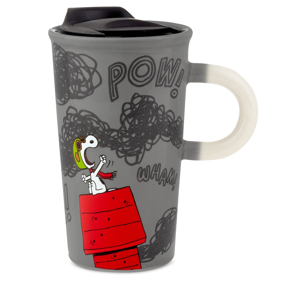 image 1 of Hallmark Peanuts Snoopy Colour Changing Ceramic Travel Mug with Lid