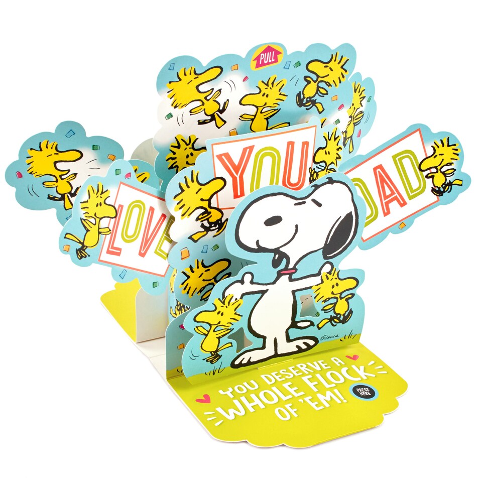 image 1 of Hallmark Musical Father's Day Card For Dad - 3D Pop-Up SNOOPY Design