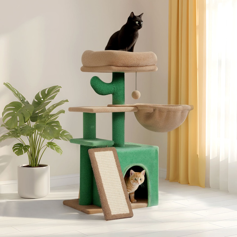 image 1 of Skylos Multi-Level Cat Tree Tower with Condo Hammock Plush Activity Centre