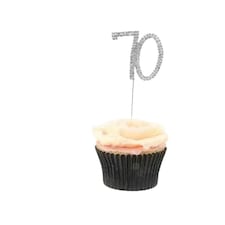 Diamante 70th Cake Topper - Silver - One Size