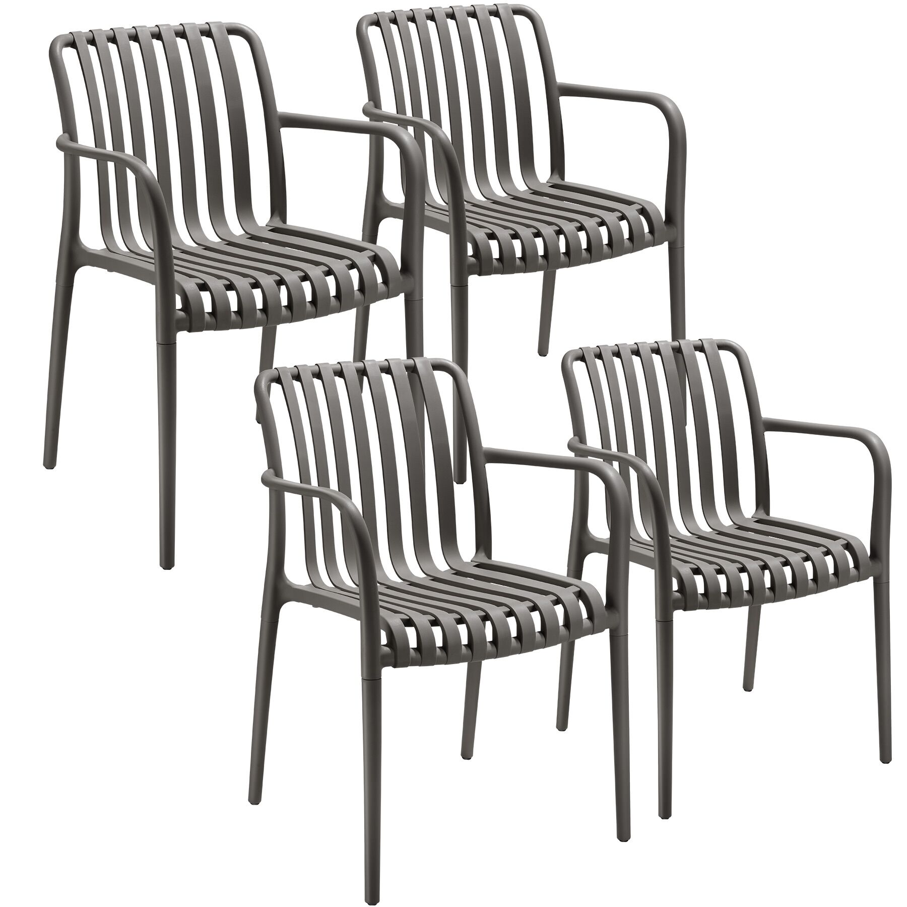 Garden Chairs Alcudia - weather-resistant, durable and long-lasting plastic | Grey | anthracite | One Size | 4