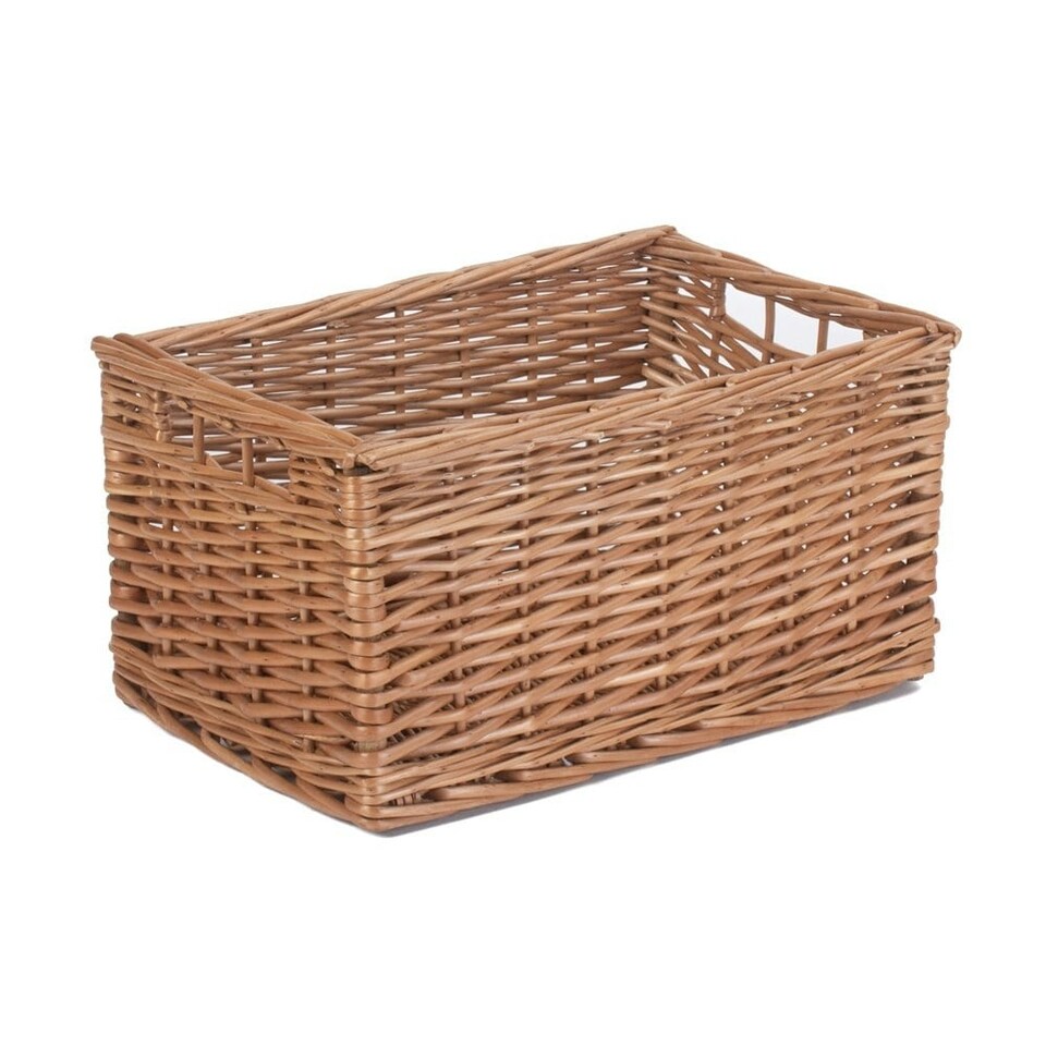 image 1 of Wicker Double Steamed Open Storage Basket Large | Brown | Brown