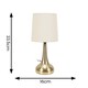 image 3 of ValueLights Teardrop Pair Gold Touch Table Lamp Cream Shade & Bulb | Cream