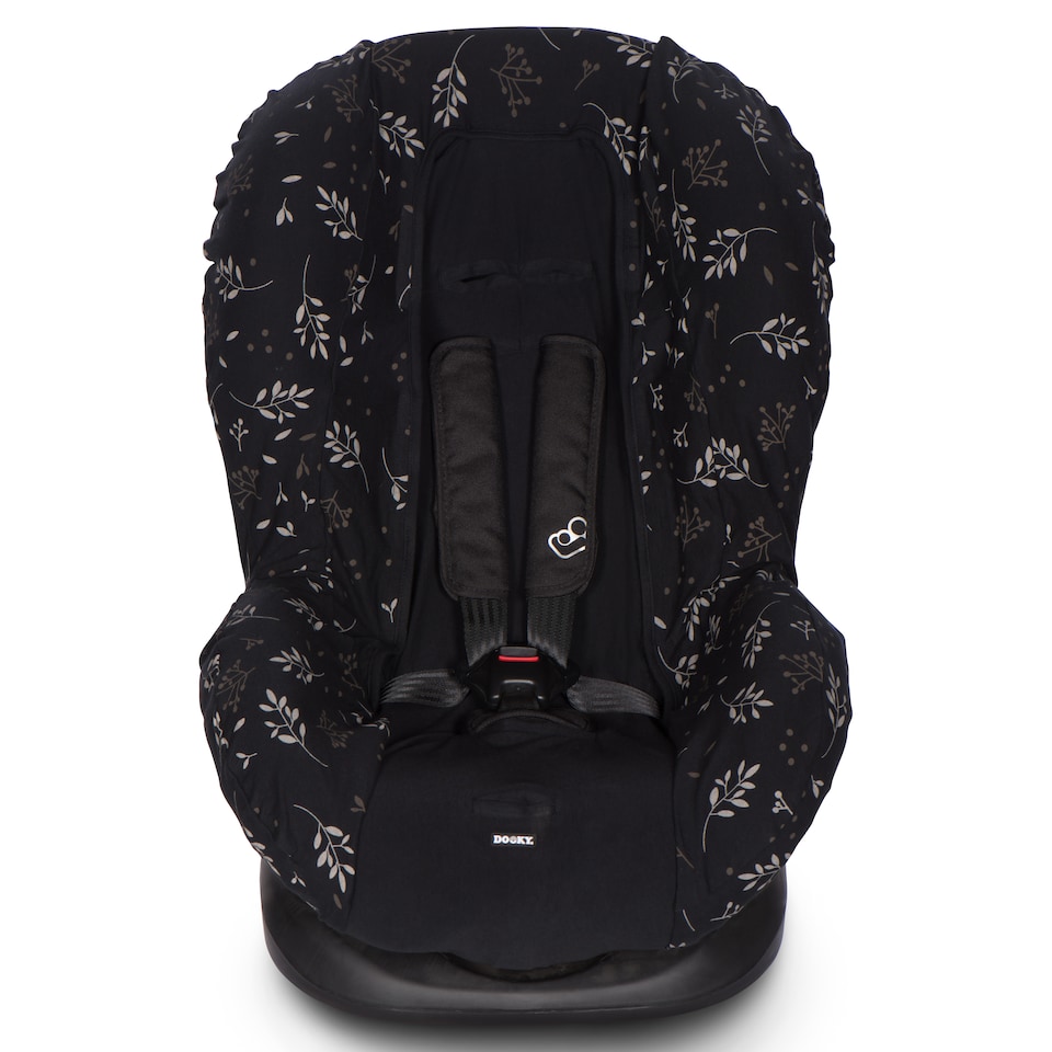 image 1 of Dooky Group 1+ Baby Car Seat Cover, Universal Cotton 9-18kg, Romantic Leaves Black
