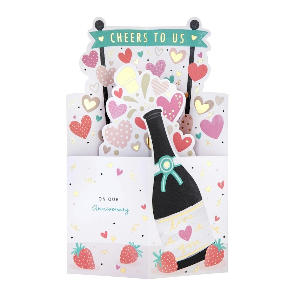 image 1 of 3D Pop-Up Champagne Bottle Design Anniversary Card