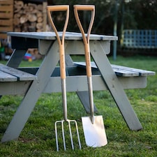 Kent & Stowe Kids Spade & Fork Set, 2-Piece Children's Garden Tools, Ash Handles, Stainless Steel