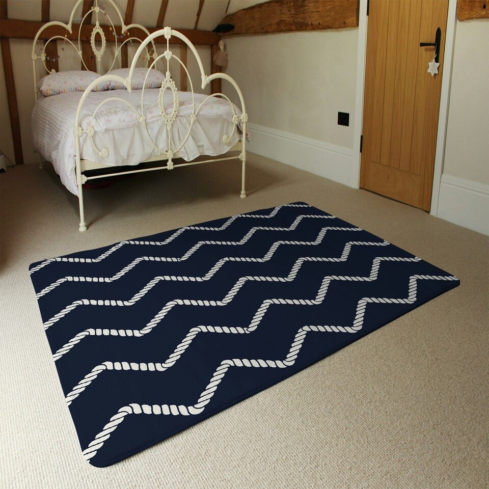 image 1 of Zig Zagged Rope (Rug) Blue | Large: 140x200cm