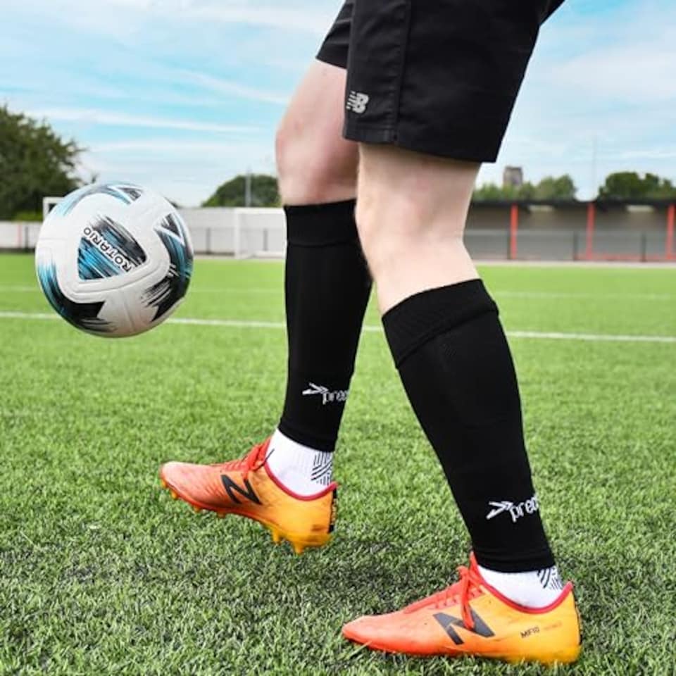 image 1 of Precision Training Pro Adult’s Footless Sleeve Sport Socks, Stretch Fit, Compression Support For Football, Rugby And Hockey, Black