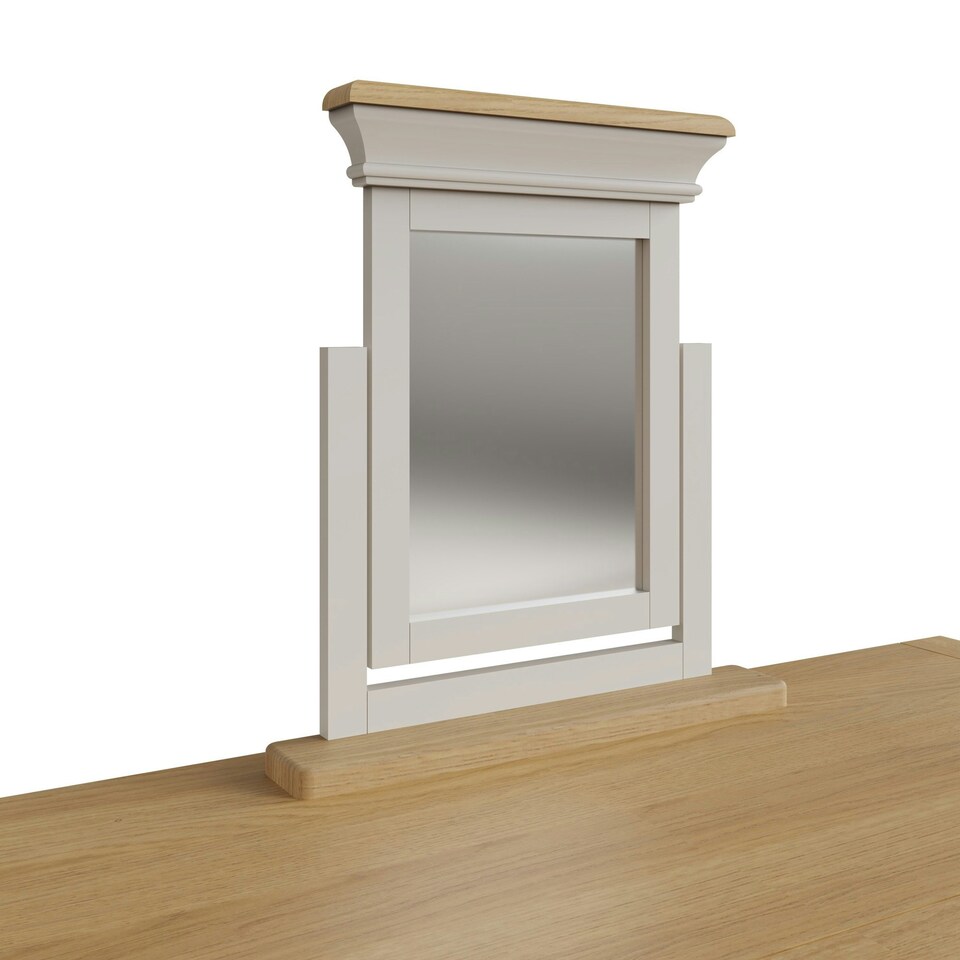 image 1 of Faire 3 Drawer Dressing Table Set in Dove Grey with Oak Top Grey
