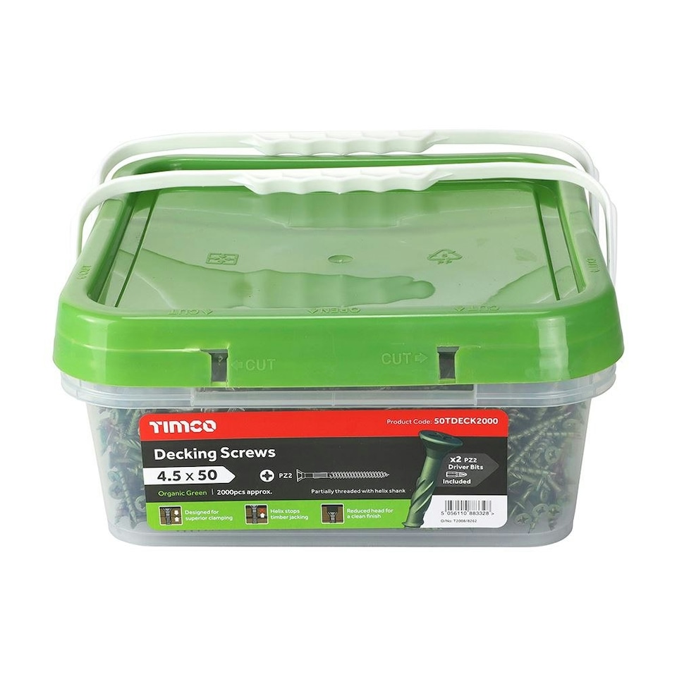 image 1 of Timco - Decking Screws - PZ - Double Countersunk - Exterior - Green (Size 4.5 x 50 - 2000 Pieces)