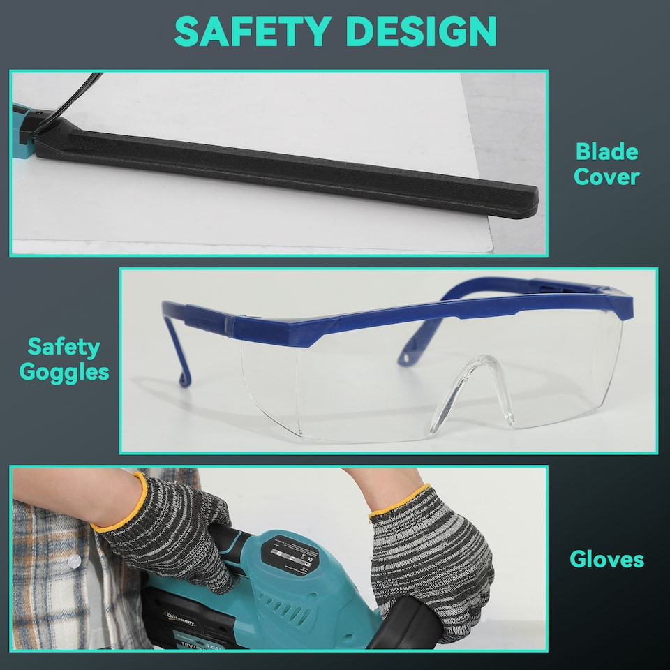 image 1 of Outsunny 20 Cordless Hedge Trimmer, 18V Electric Hedge Cutter with 51cm Dual Action Blade, 2 x 4000mAh Batteries and Brushless Motor for Garden Branches, Shrubs, Twigs, Blue