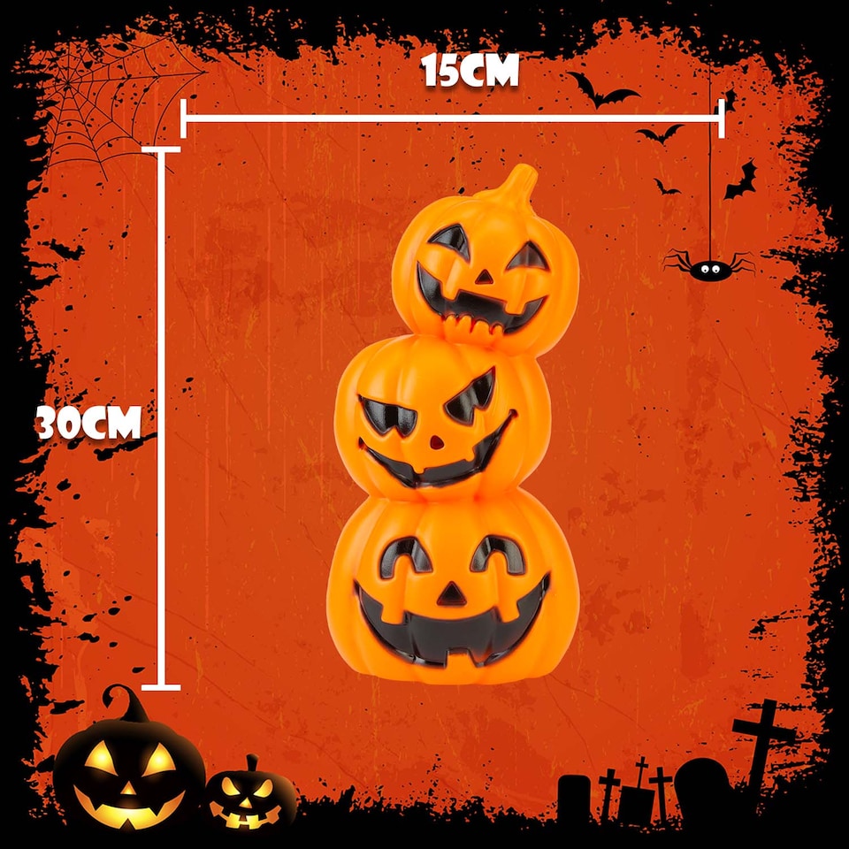 image 1 of PMS Halloween Pumpkin Light Up Decoration - Orange 30cm x 15cm