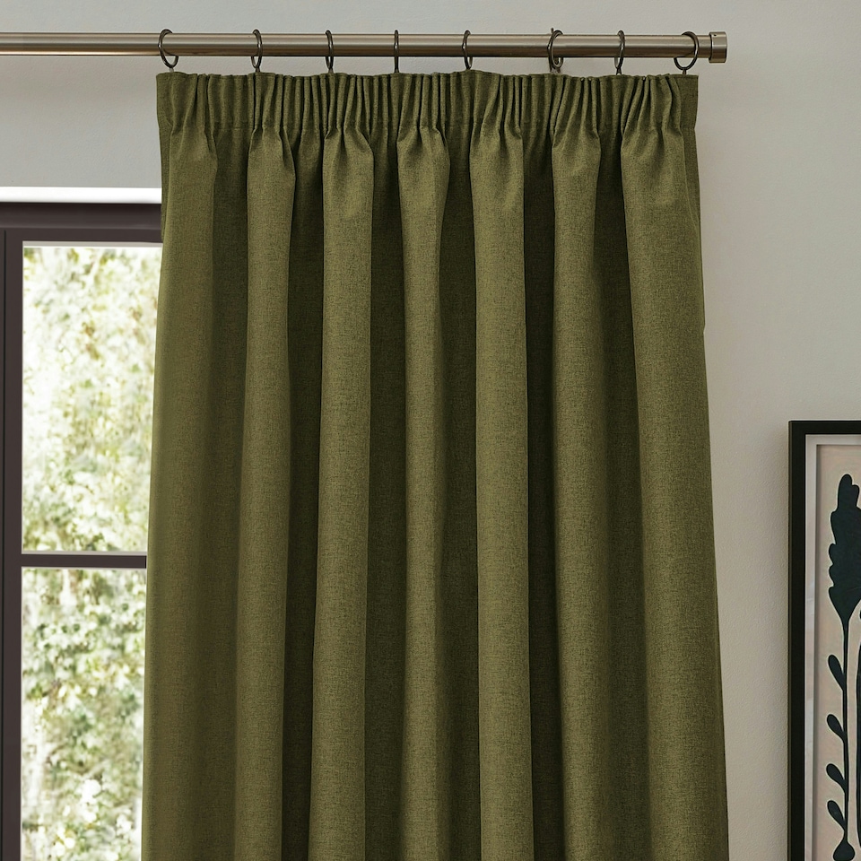 image 1 of furn. Dawn Blackout Olive Pencil Pleat Curtains (W)229cm x (D)183cm | Multi