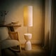 image 1 of ValueLights Esme Linen Tall Lamp Shade Ceramic Table Base Midi Floor Lamp with LED Bulb Cream