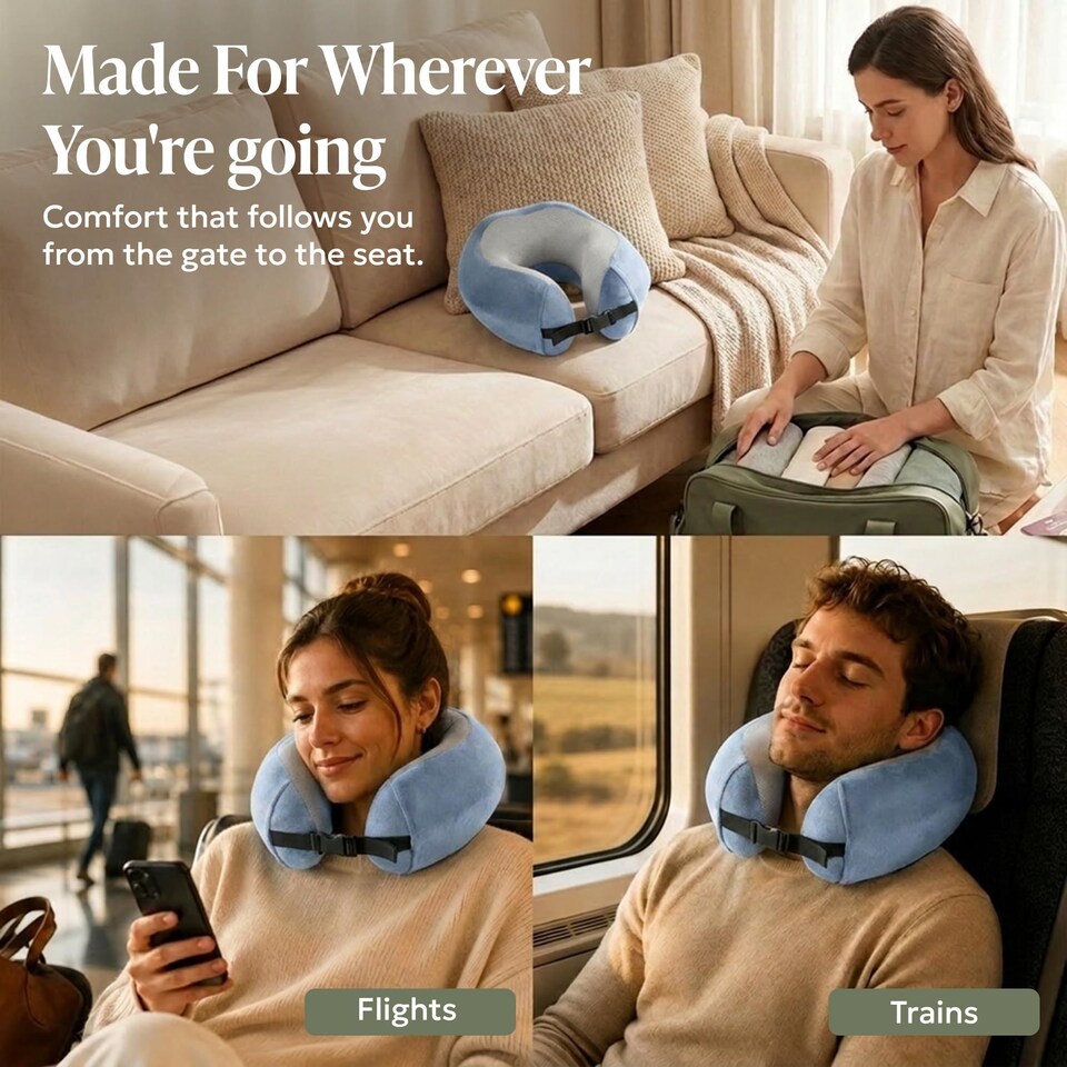 image 1 of Lugg Memory Foam Travel Pillow with Storage Bag 360 Degree Neck Support