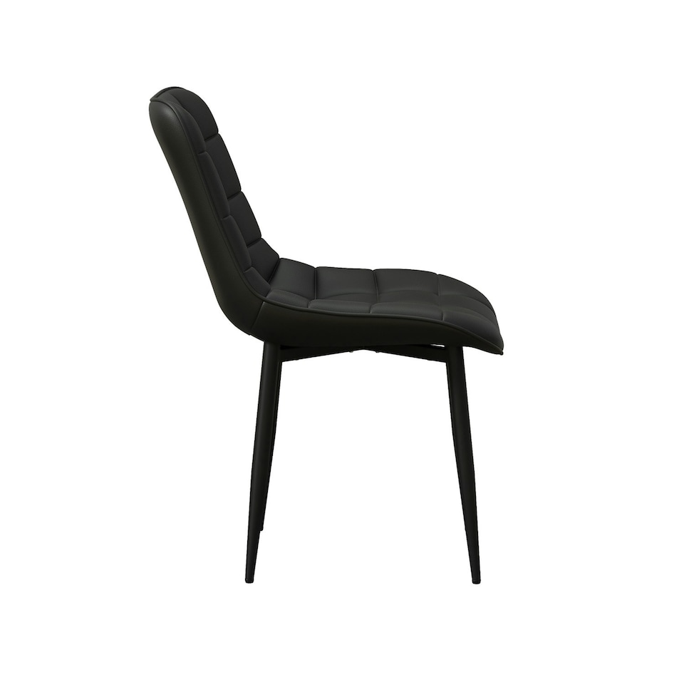 image 1 of Set of 8 Nova Modern Faux Leather Dining Chair Padded Seat Metal Legs Kitchen (Black) | Black | Black | One Size