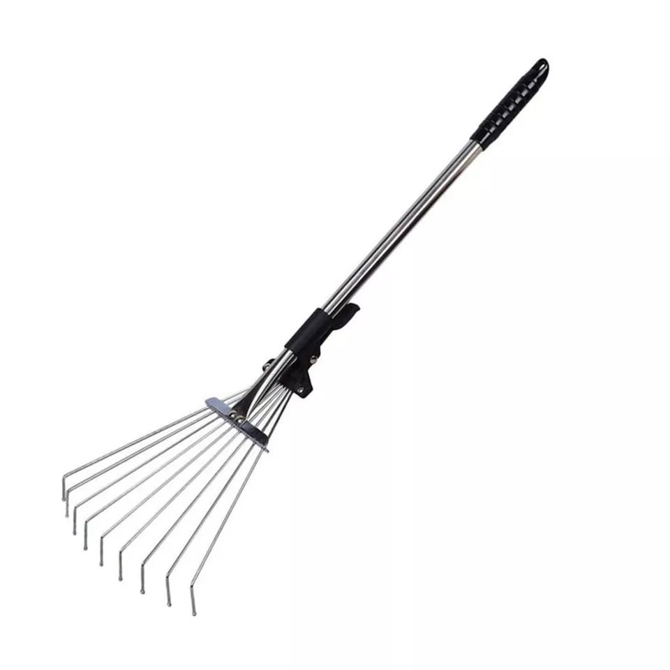 image 1 of Silver Extendable Carbon Steel Garden Rake