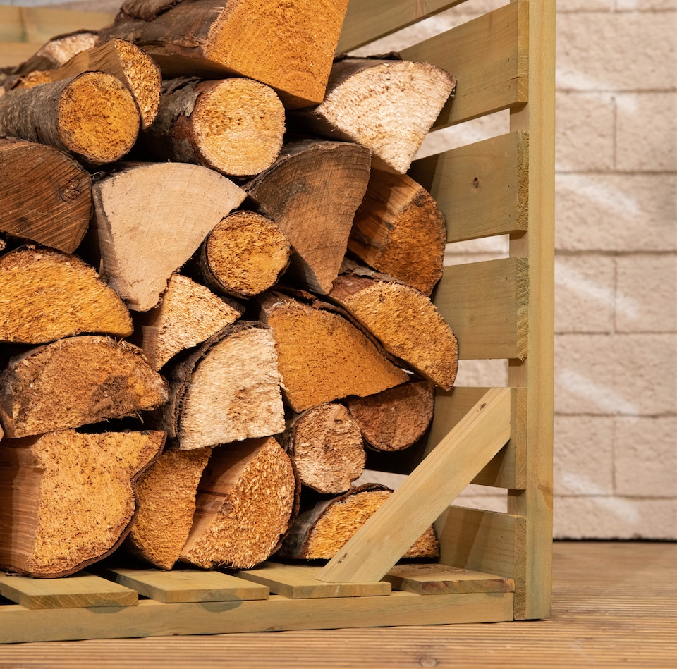 image 1 of 123cm x 115cm Large Wooden Outdoor Garden Patio Log Store Shed
